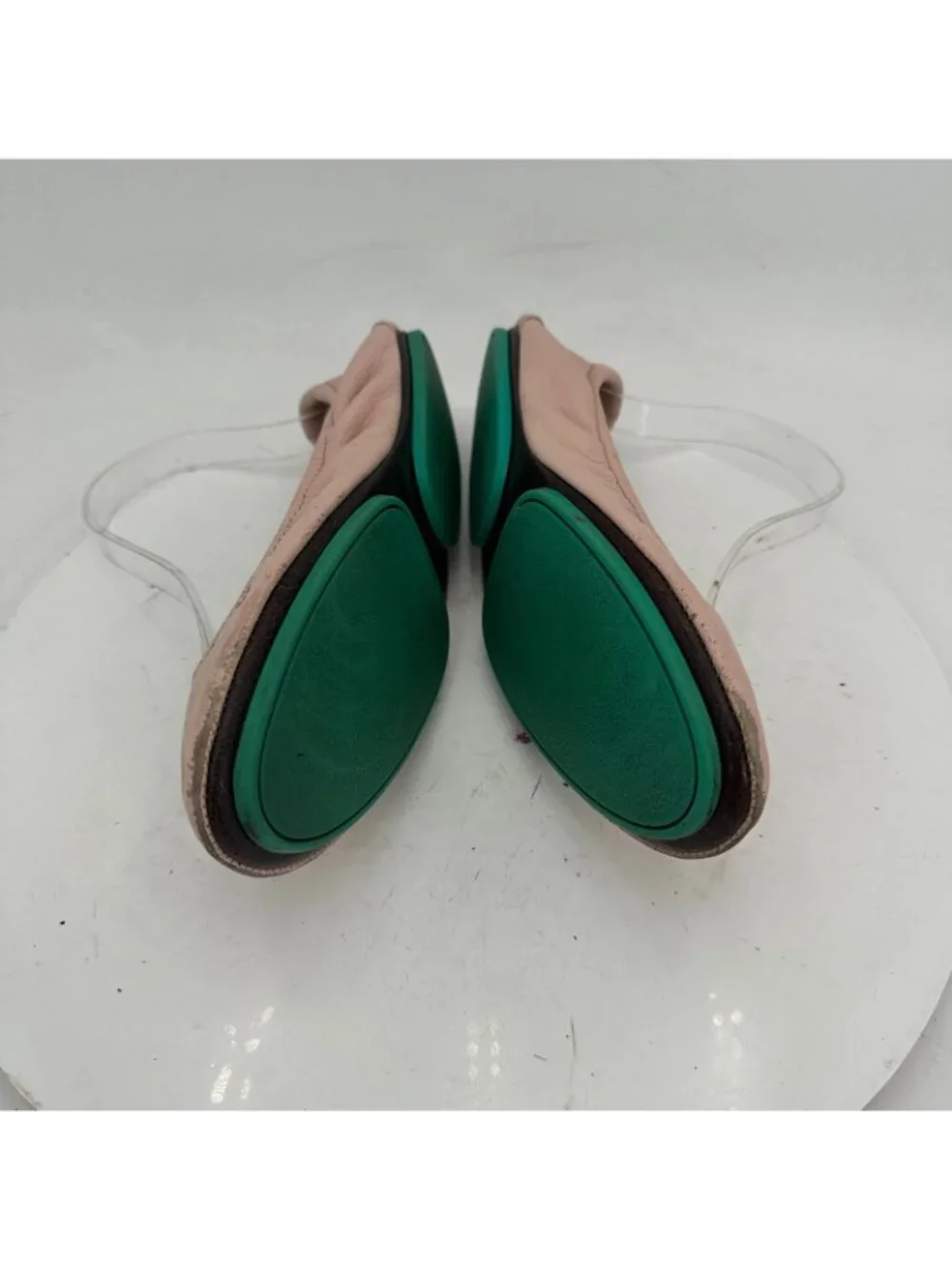 Tieks By Gavrieli Women Size 7 Baby Pink Leather Teal Accents Ballet Flat Shoes